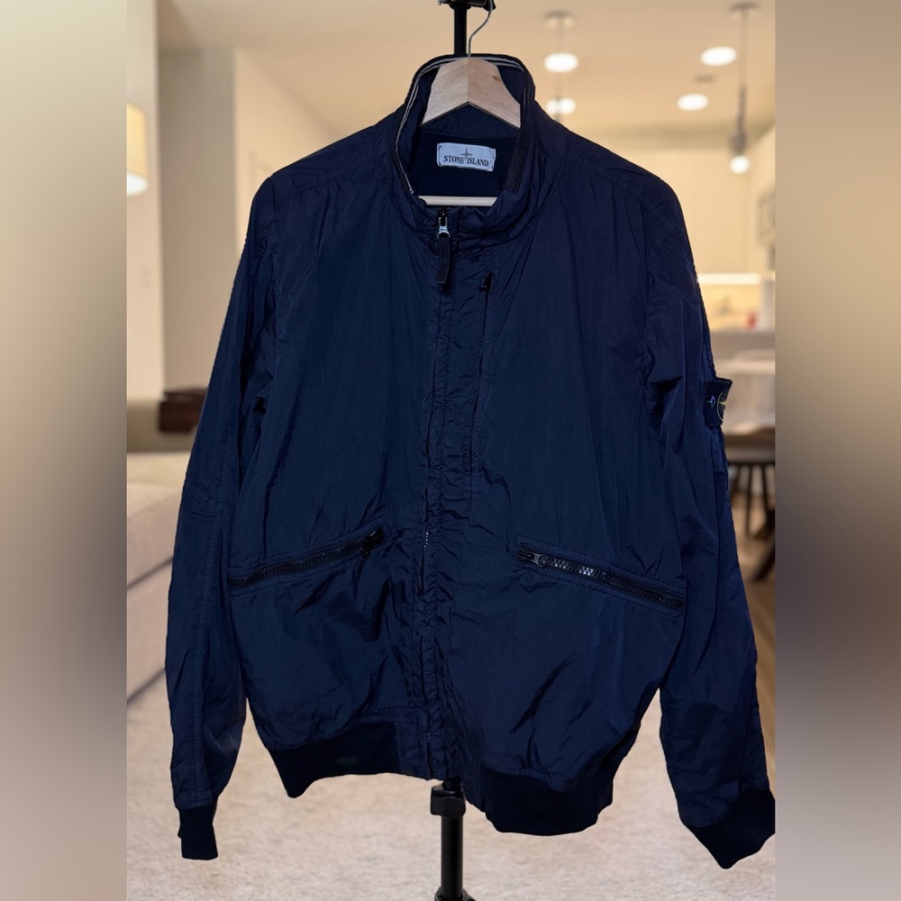 Stone Island Lightweight Nylon Bomber Jacket – Navy, Size L